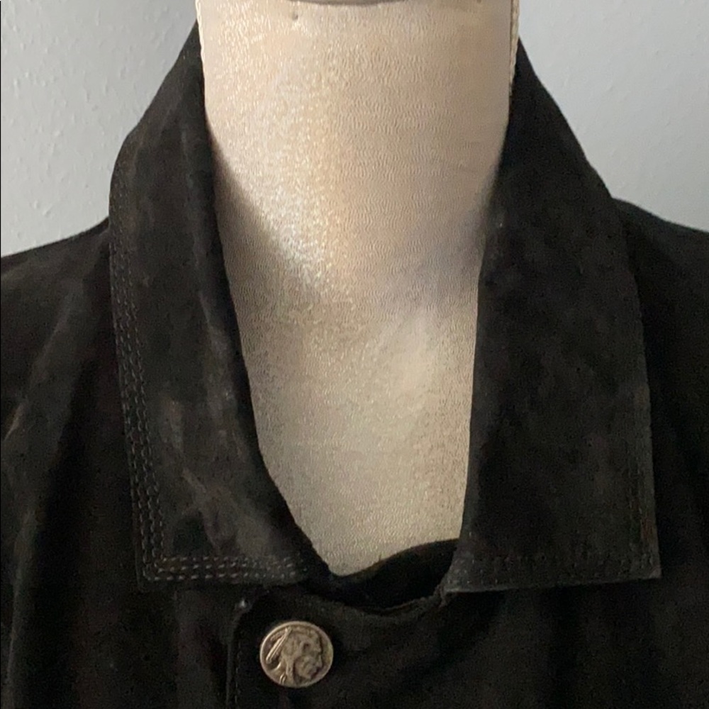 Vintage Black Fringed Suede Leather Jacket - Picture 3 of 9